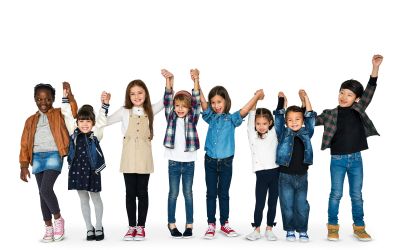 Line of children cheering to illustrate the article 
